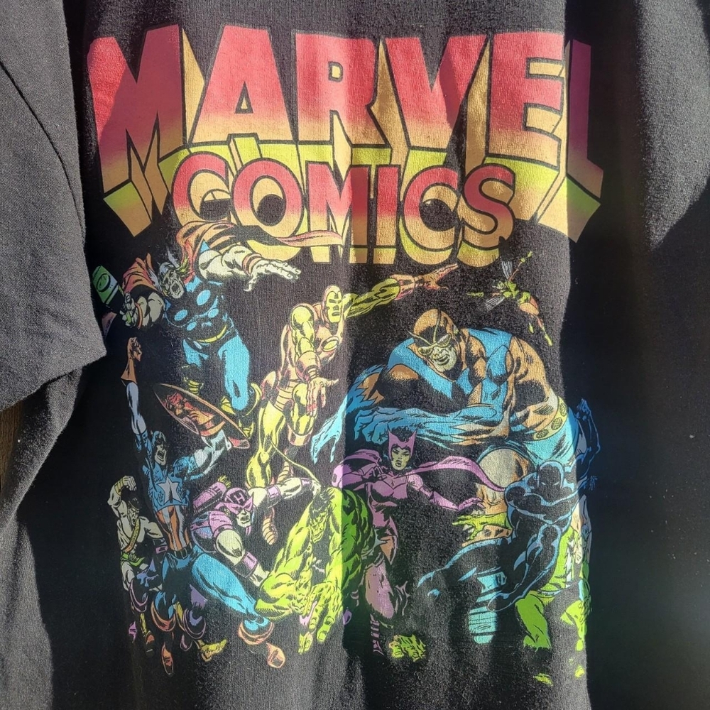 Retro Marvel Comics Unisex Graphic Print T-Shirt Black XL Vintage Style